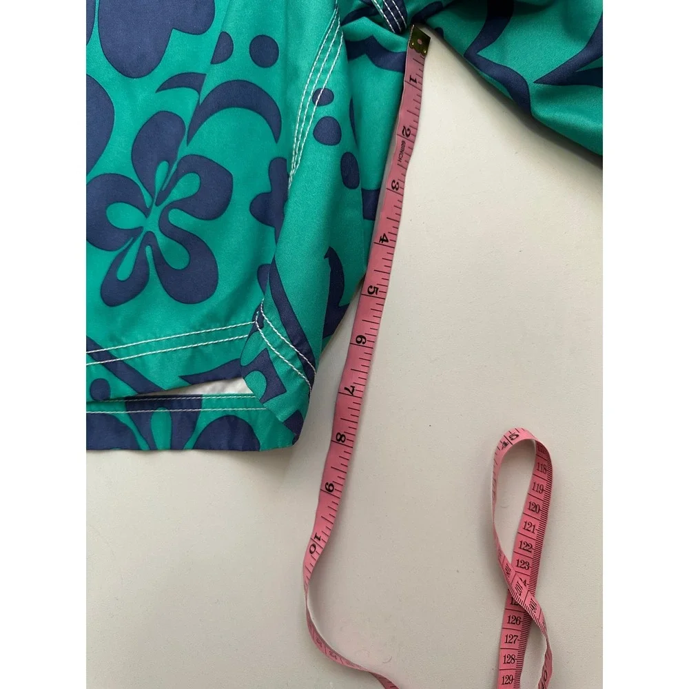 J. Crew Men's Teal Navy Blue Tropical Floral Swim Trunks Board Shorts Size 36
